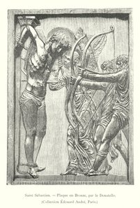 San Sebastiano, placca in bronzo, di Donatello, Collezione Edouard André, Parigi (incisione)