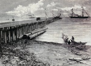 Miniera di San Leon, ponte di carico del minerale per Maddalena, Incisione, Sardegna, Italia da Italian School