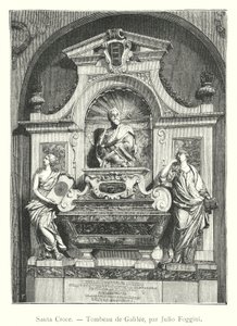 Santa Croce, Tomba di Galileo, di Giulio Foggini (incisione) da Italian School