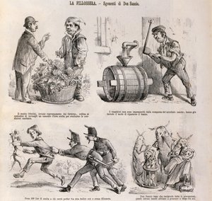Cartone satirico dedicato alla crisi della viticoltura causata dalla fillossera, illustrazione dal giornale satirico Spirito Folletto, 18 settembre da Italian School