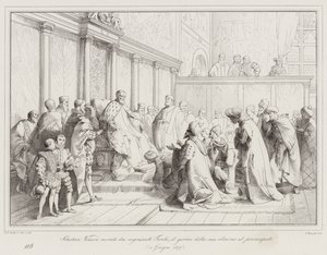 Sebastiano Veniero onorato dai negozianti turchi, il giorno della sua elezione al principato da Italian School