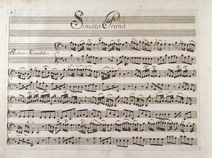Pagina di spartito per "Sonata per violino e basso continuo" di Giuseppe Tartini da Italian School