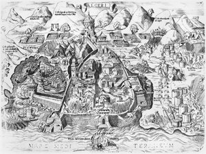 Assedio di Algeri da parte di Carlo V (1500-58) nel 1541 da Italian School