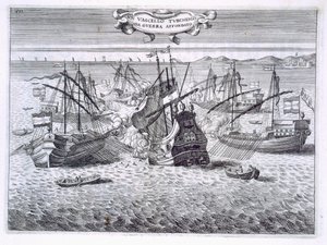 Affondamento di una nave da guerra turca, illustrazione da 