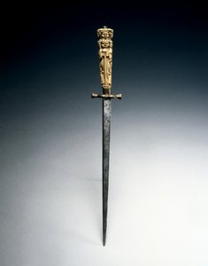 Stiletto con impugnatura a figure di Carità, Giustizia e Speranza, c.1650 da Italian School