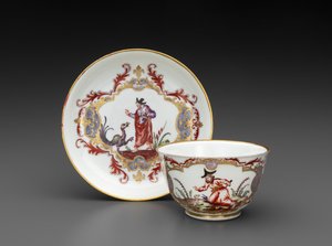 Tazza da tè e piattino, c.1755 (porcellana tenera) da Italian School
