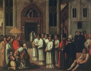Il Doge Ziani incontra Papa Alessandro III (1105-81) alla Carità nel 1172 da Italian School