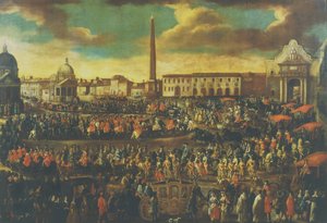 Ingresso di un ambasciatore a Roma, Piazza del Popolo