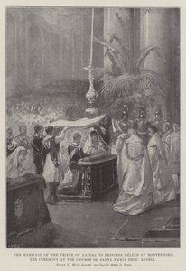 Il matrimonio del principe di Napoli con la principessa Elena del Montenegro, la cerimonia nella chiesa di Santa Maria degli Angeli (litografia) da Italian School