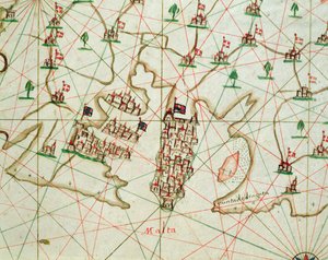 Il Porto di La Valletta, da un atlante nautico, 1646 (dettaglio) da Italian School