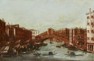 Il Ponte di Rialto dal Canal Grande da Italian School