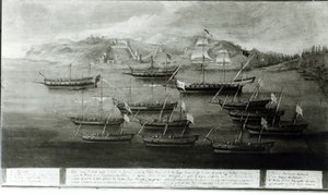 La flotta veneziana guidata dal capitano Ivanovich da Dabrota contro i pirati turchi a Durazzo, 1756 da Italian School