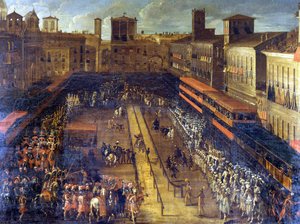 La giostra del grano saraceno in Piazza Navona (Roma) il 25/02/1634.