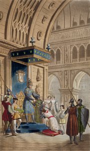 La creazione di un Cavaliere Templare, da un manoscritto del Romanzo di Lancillotto del Lago, pubblicato c.1820-30 da Italian School