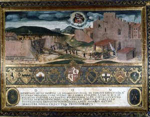 Gli abitanti di Siena distruggono la fortezza costruita dagli spagnoli di Carlo V. 1552.