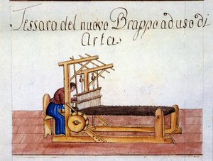 La tessitura della lana. 1807. Archivio di Stato di Milano da Italian School