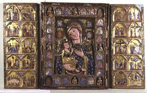 Trittico della Madonna e Bambino con Evangelisti, Profeti e scene della Vita di Cristo da Italian School
