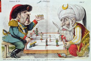 Turchia e Russia che giocano una partita di strategia, da Le Perroquet, 1877 da Italian School