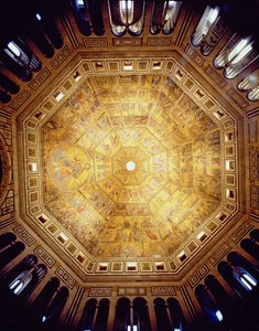 Vista del soffitto a mosaico, iniziato c.1225 (mosaico) da Italian School