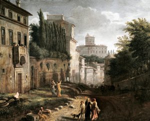 Veduta della via San Bonaventura sul colle Palatino a Roma