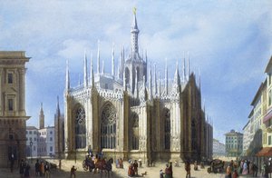 Vista del retro del Duomo di Milano da Vedute di Milano e dintorni da Italian School