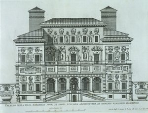 Veduta della facciata di Villa Borghese, Roma da Italian School