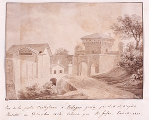 Veduta della porta di Castiglione a Bologna, inciso da S.A.I. dopo Busatti, dicembre 1814 da Italian School