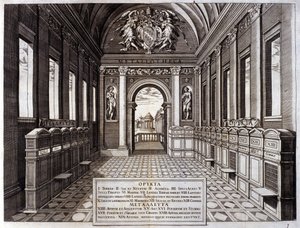 Veduta del museo di Michele Mercati (1541-1595), sovrintendente dei Giardini Botanici Vaticani. Incisione da Metallotheca... Roma 1717 - 1719 da Italian School