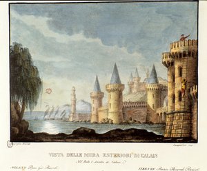 Veduta delle mura di Calais nel 1347 durante la Guerra dei Cent