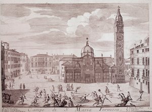 Veduta della piazza della chiesa di Santa Maria Formosa a Venezia da Italian School