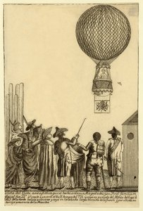 Vista del globo aerostatico che si fece davanti alle loro maestà, pub. 1793