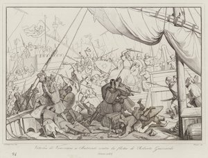 Vittoria dei Veneziani a Butrinto contro la flotta di Roberto Guiscardo da Italian School
