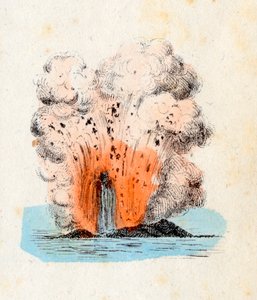 Vulcano delle Isole Eolie in eruzione da Italian School