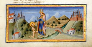 La figura nuda di San Francesco riceve la benedizione del Vescovo di Assisi, da 