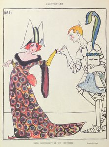 Mistinguett (1875-1956) e il suo cavaliere, caricatura da 