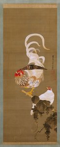Gallina e Gallo con Vite da Ito Jakuchu