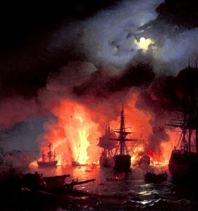 Battaglia di Çesme di notte