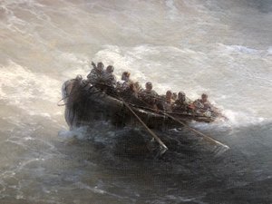 Frammento di barca con persone