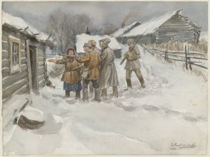 Prima della perquisizione e sequestro dalla serie di acquerelli Rivoluzione russa, 1920