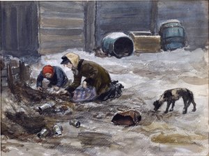 Anni di fame a Pietrogrado (Disegnato dal vero) di Vladimirov, Ivan Alexeyevich (1869-1947). Acquerello, Gouache su carta