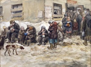 Anni di fame a Pietrogrado. Una "sala da pranzo comune" di Vladimirov, Ivan Alexeyevich da Ivan Alexeyevich Vladimirov
