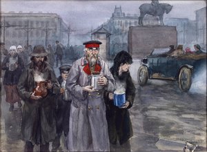 Anni di fame a Pietrogrado. Ritorno da una mensa comune di Vladimirov, Ivan Alexeyevich (1869-1947)
