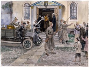 Requisizione dei tesori della chiesa a Pietrogrado, 5 maggio 1922 (dalla serie di acquerelli Rivoluzione russa)