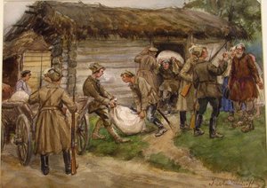 Requisizione di farina dai contadini ricchi in un villaggio vicino a Pskov da Ivan Alexeyevich Vladimirov