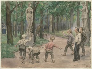 Competizione sportiva nei Giardini Imperiali: Pietrogrado, luglio 1921 dalla serie di acquerelli R da Ivan Alexeyevich Vladimirov