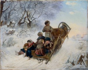 Bambini su una slitta trainata da cavalli da Ivan Andreyevich Pelevin