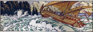 Sinbad il marinaio. Illustrazione per il racconto tradizionale arabo Le mille e una notte