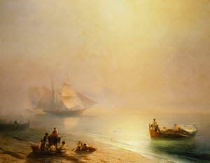 Pescatori sulla spiaggia, la baia di Napoli, 1873 da Ivan Konstantinovich Aivazovsky