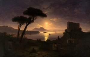 La Baia di Napoli di Notte al Chiaro di Luna