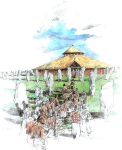 Processione cerimoniale al santuario del Cerchio di Pietre di Avebury, Wiltshire, 3° millennio a.C. da Ivan Lapper